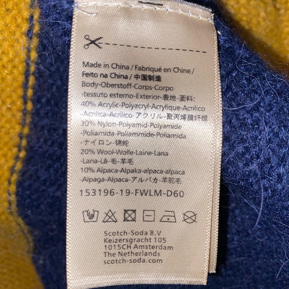 Scotch & Soda Balloon Sleeve Rainbow Stripe Cardigan Cotton Blend Sweater L - Picture 14 of 14